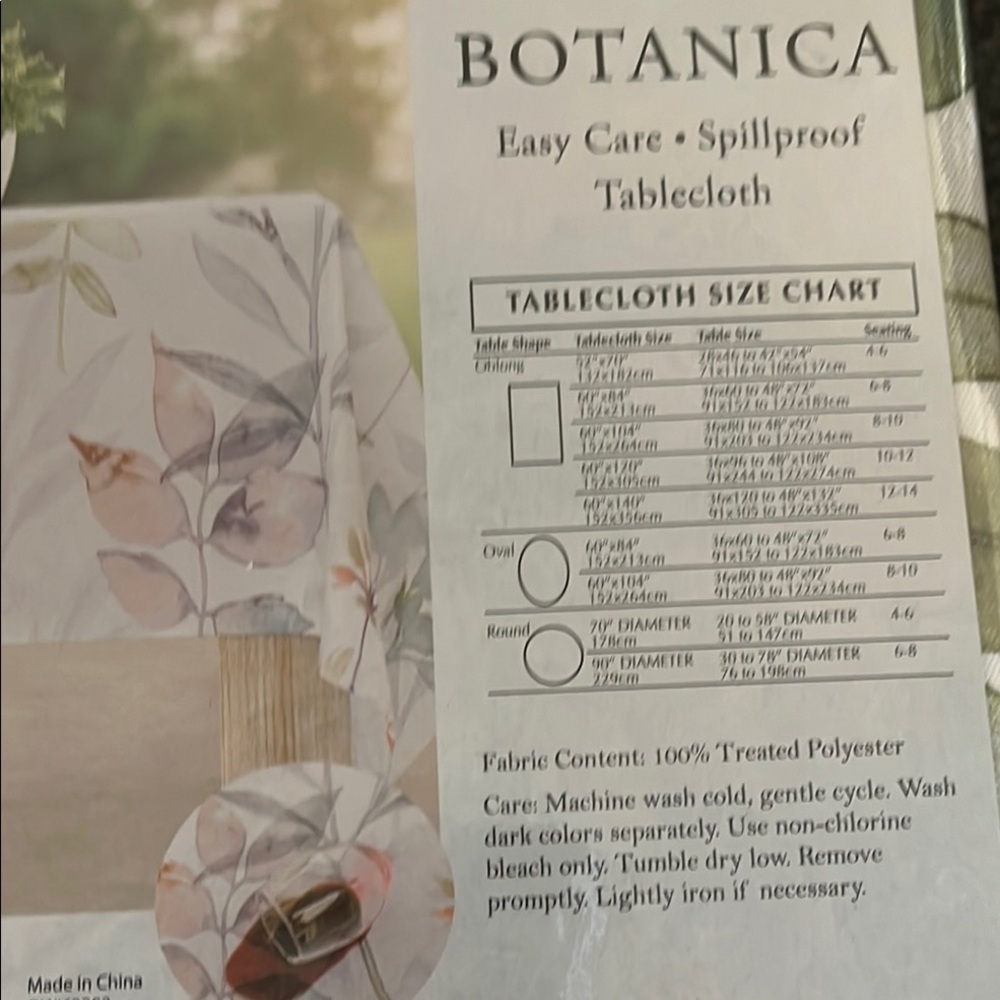 Botanica Floral Tablecloth NWT